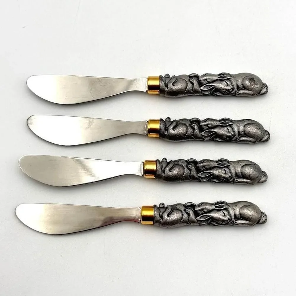 Set of 4 Bunnies Cheese or Butter Spreaders by Arthur Court